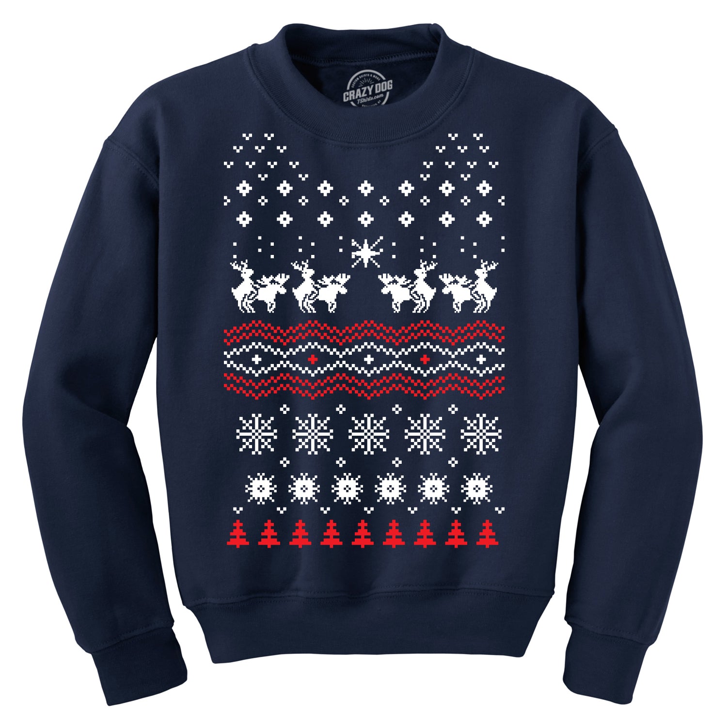 Bonmartx Humping Moose Funny Ugly Christmas Holiday Crew Neck Sweatshirt